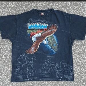 Vtg 1995 3D Emblem Daytona Beach Bike Week AOP T-Shirt XL